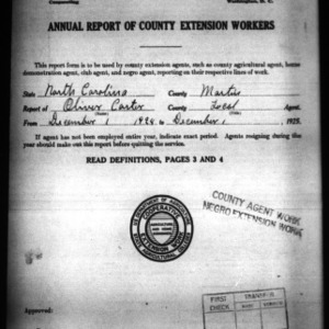 Annual Report of County Extension Workers, African American, Martin County, NC