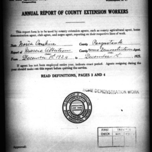 Annual Report of County Home Demonstration Workers, Pasquotank County, NC