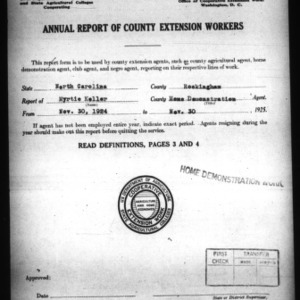 Annual Report of County Home Demonstration Workers, Presumed White, Rockingham County, NC