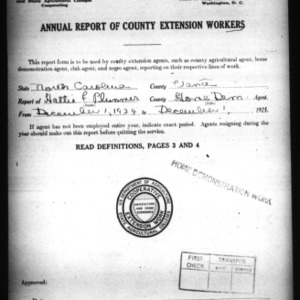 Annual Report of County Home Demonstration Workers, Presumed White, Vance County, NC