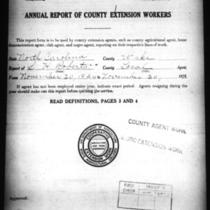 Annual Report of County Extension Workers, African American, Wake County, NC