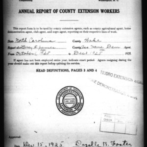 Annual Report of County Home Demonstration Workers, African American, Wake County, NC
