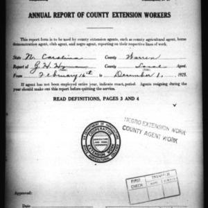 Annual Report of County Extension Workers, African American, Warren County, NC