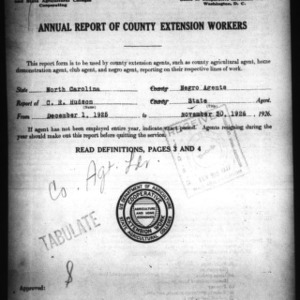 Annual Report of State Extension Workers, African American Agents, North Carolina