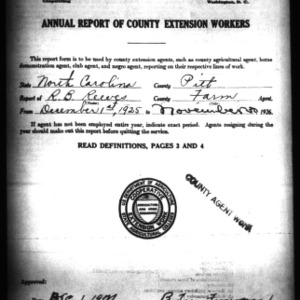 Annual Report of County Farm Extension Workers, Pitt County, NC