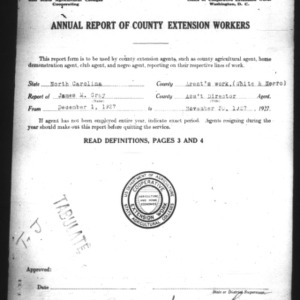 Annual Report of County Extension Workers, White and African American Agent's Work, Report of Assistant Director, North Carolina