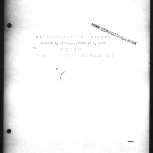 Administrative Annual Narrative Report for Home Demonstration Work, Northeastern District, NC, 1927