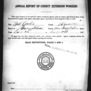 Annual Report of County Extension Workers, Alamance County, NC