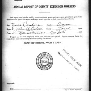 Annual Report of County Extension Workers, Anson County, NC