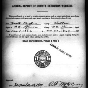 Annual Report of County Extension Workers, Chatham County, NC