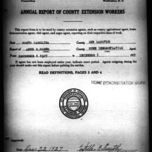 Annual Report of County Home Demonstration Workers, New Hanover County, NC