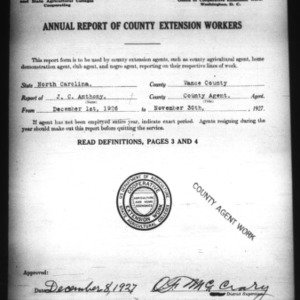 Annual Report of County Extension Workers, Vance County, NC
