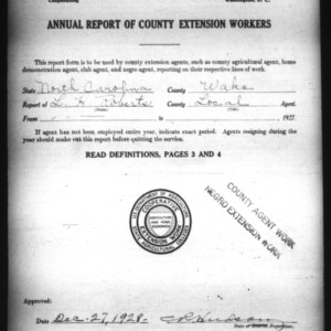 Annual Report of County Extension Workers, African American, Wake County, NC