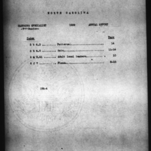 Annual Report of Clothing Specialist, July to December, 1928