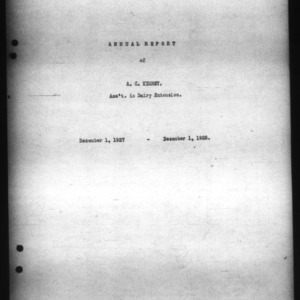 Annual Report of Assistant in Dairy Extension, 1928