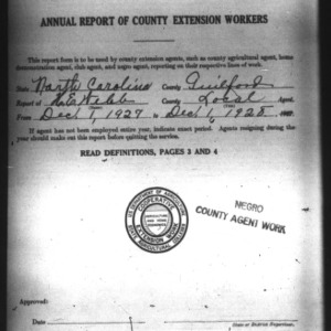 Annual Report of County Extension Workers, African American, Guilford County, NC