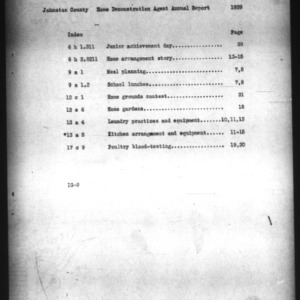 North Carolina Agricultural Extension Service Report of Home Demonstration Work, Johnston County, NC