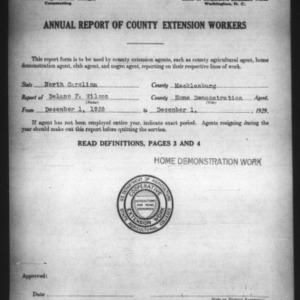Annual Report of County Home Demonstration Workers, Mecklenburg County, NC