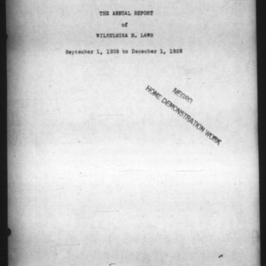 County Home Demonstration Agent Narrative Report, African American, Mecklenburg County, NC, September to December 1939