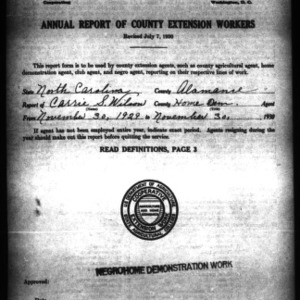 Annual Report of County Home Demonstration Workers, African American, Alamance County, NC