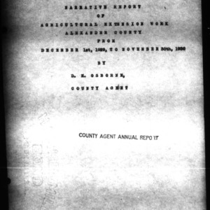 County Extension Agent Annual Narrative Report, Alexander County, NC, 1930
