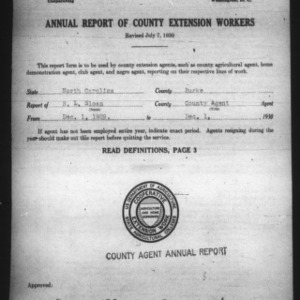 Annual Report of County Extension Workers, Burkey County, NC