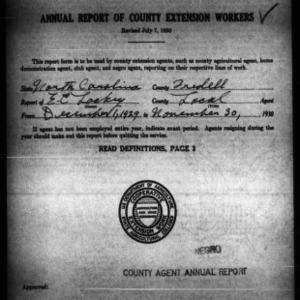 Annual Report of County Extension Workers, African American, Iredell County, NC