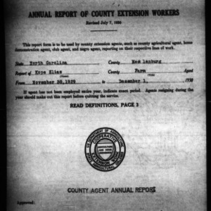 Annual Report of County Farm Extension Workers, Mecklenburg County, NC