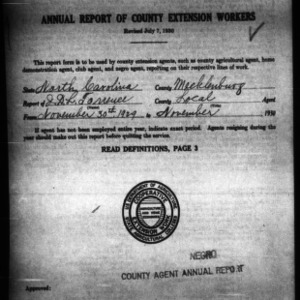 Annual Report of County Extension Workers, African American, Mecklenburg County, NC