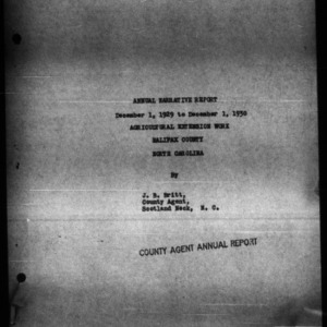 County Agent Annual Narrative Report, Halifax County, NC