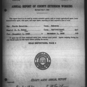 Annual Report of County Agricultural Extension Workers, Robeson County, NC