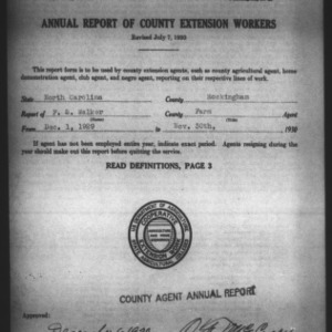 Annual Report of County Farm Extension Workers, Rockingham County, NC