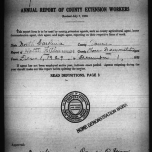Annual Report of County Home Demonstration Workers, Vance County, NC