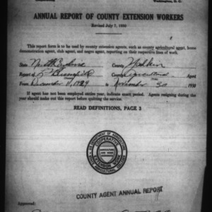 Annual Report of County Agricultural Extension Workers, Yadkin County, NC