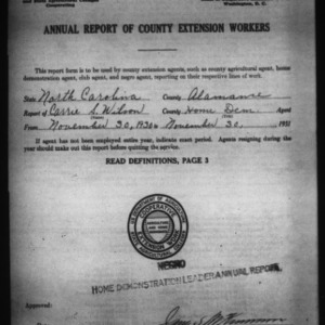 Annual Report of County Home Demonstration Workers, African American, Alamance County, NC