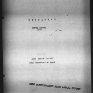 North Carolina Agricultural Extension Service Report of Home Demonstration Work, Franklin County, NC