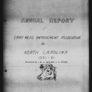 Annual Report of Dairy Herd Improvement Associations for North Carolina