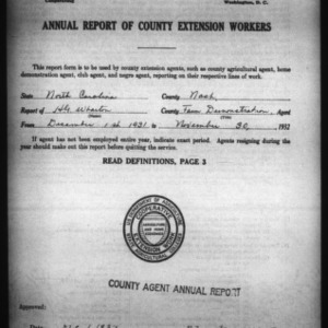 Annual Report of County Farm Demonstration Workers, Nash County, NC