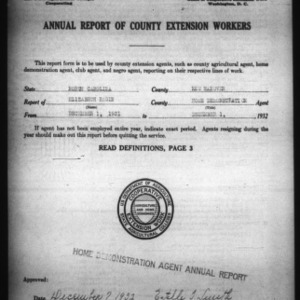 Annual Report of County Home Demonstration Workers, Presumed White, New Hanover County, NC