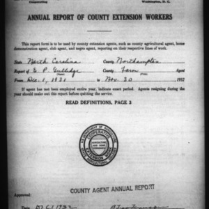 Annual Report of County Farm Extension Workers, Northampton County, NC
