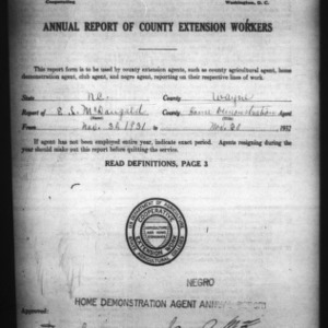 Annual Report of County Home Demonstration Workers, African American, Wayne County, NC