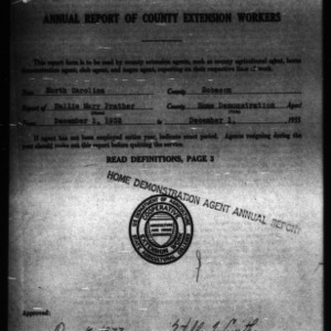 Annual Report of County Home Demonstration Workers, Presumed White, Robeson County, NC