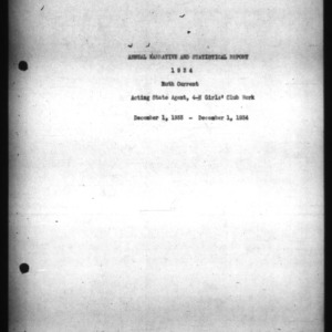 Annual Narrative and Statistical Report for Acting State Agent, 4-H Girls' Club Work, 1934