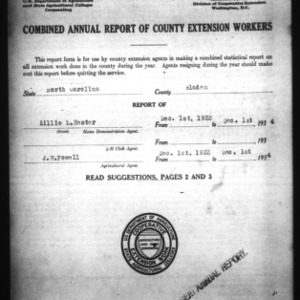 Combined Annual Report of County Extension Workers, Bladen County, NC