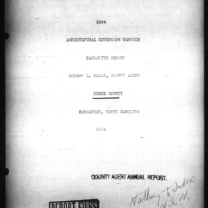 County Extension Agent Annual Narrative Report, Burke County, NC, 1934