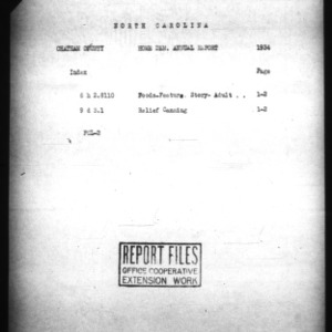 Annual Narrative Report of Emergency Home Demonstration Work, Chatham County, NC, 1934
