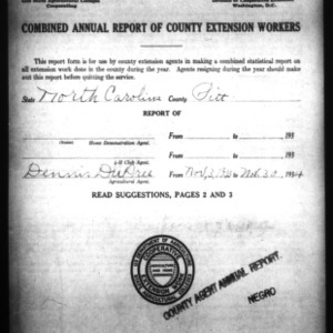 Combined Annual Report of County Extension Workers, African American, Pitt County, NC