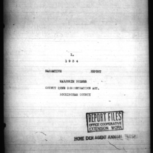 County Home Demonstration Agent Annual Narrative Report, Rockingham County, NC, 1934