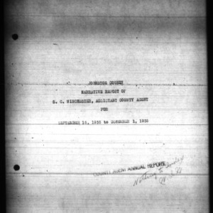 County Extension Agent Narrative Report, Johnston County, NC, September to December 1935