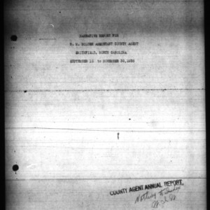 County Extension Agent Narrative Report, Johnston County, NC, September to November 1935